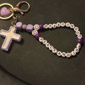 Kids Faith and Joy Beaded Keychain
